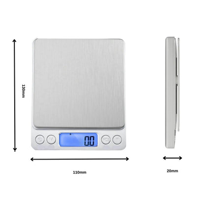 Precision Measuring with Digital Scale 3kg/0.1g - Silver - playthecandle