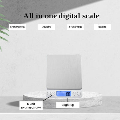 Precision Measuring with Digital Scale 3kg/0.1g - Silver - playthecandle