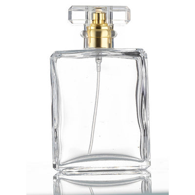 Luxe Perfume Spray Chanel Type Rectangle Glass with Transparent Square Gold Cap (30ml/50ml) - playthecandle