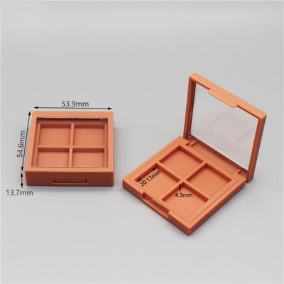 Eyeshadow Case Pink Orange 4 Square Grids with Aluminium Palette - playthecandle