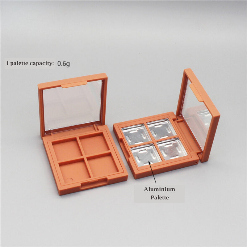 Eyeshadow Case Pink Orange 4 Square Grids with Aluminium Palette - playthecandle