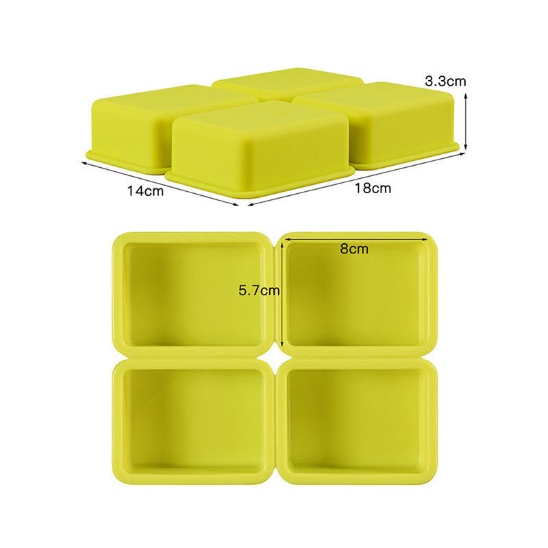 Silicone-Rectangle Mold 4-Cavity for Soap/Candle Making - playthecandle