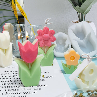 Silicone-Short Flower Mold - playthecandle
