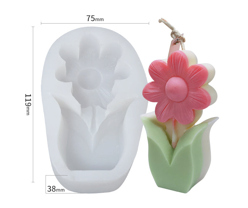 Silicone-Tall Flower Mold - playthecandle