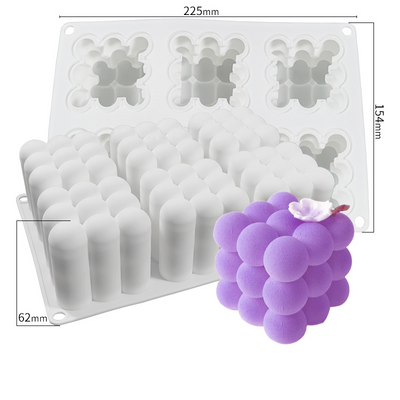 Silicone-Big Bubble Cube Mold - 6 Cavity - playthecandle